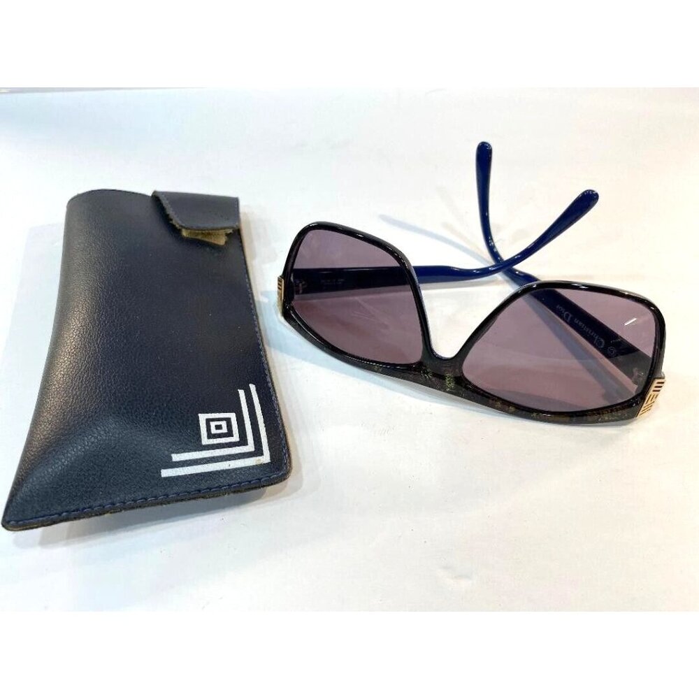 Christian Dior Sunglasses w/case, Marbled Green/Black, Gold Accents